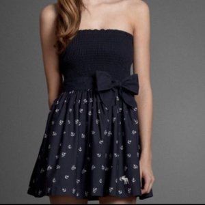 ABERCROMBIE & FITCH GEMMA STRAPLESS NAUTICAL TUBE DRESS LOVELY CASUAL TOP NAVY
